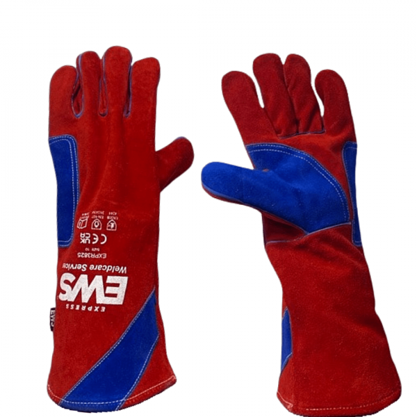 EWS Superior Leather Welding Gauntlets Red & Blue Size 11