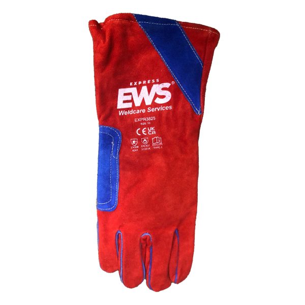 EWS Superior Leather Welding Gauntlets Red & Blue Size 10