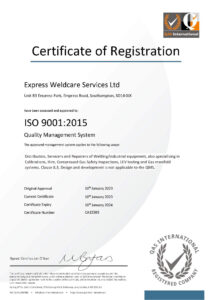 Express Weldcare Services ISO 9001:2015 Certificate