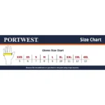 Portwest A521 TIG Welding Gloves Sizing Chart