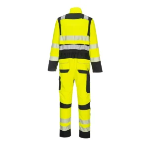 Portwest PW3 Flame Resistant Yellow & Black Hi-Vis Coverall FR507 Back