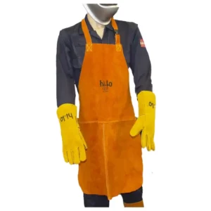 Hi Lo Premium 36in Orange Cow Split Leather Bib Apron Hero